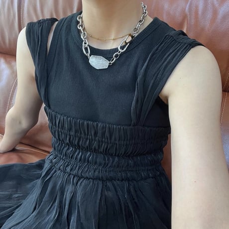 《再販》big stone necklace-quartz-（all silver）