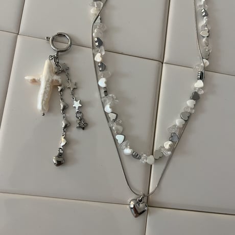 pearl cross charm necklace