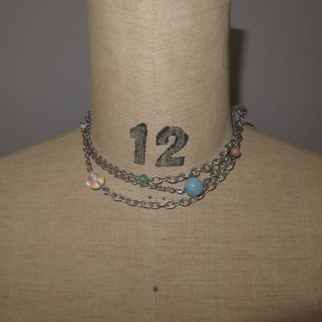 super long stone necklace-pale color-