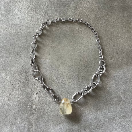 《再販》big stone necklace-citrine-