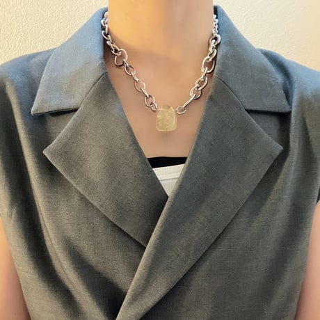 《再販》big stone necklace-citrine-