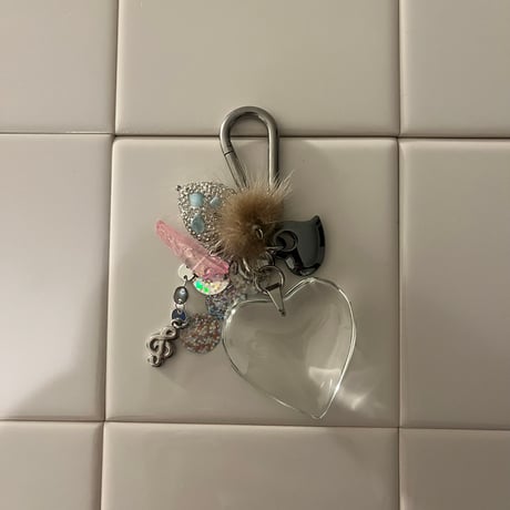 glass big heart key chain-♫-