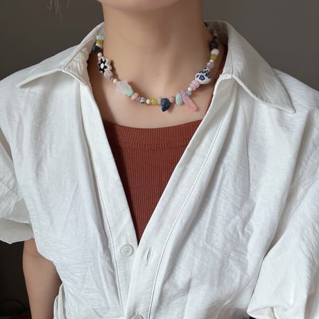 stone necklace-fancy mix-
