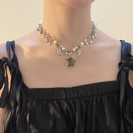 angel star necklace‧˚₊*̥⭐︎-dragon blood jasper-