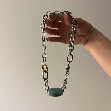 《再販》big stone necklace-amazonite-