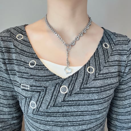 2way heart necklace -silver-