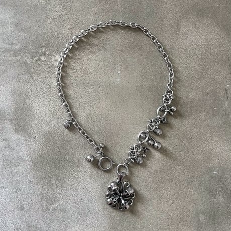 antique silver skull necklace