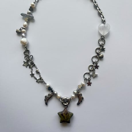 angel star necklace‧˚₊*̥⭐︎-dragon blood jasper-