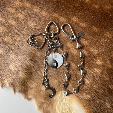 bag charm key chain-shell yin yang-