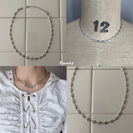 silver choker necklace（heart/flower/dolphin/star/wave）