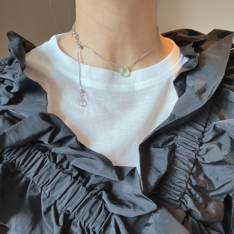 stone slide necklace-fluorite（green）