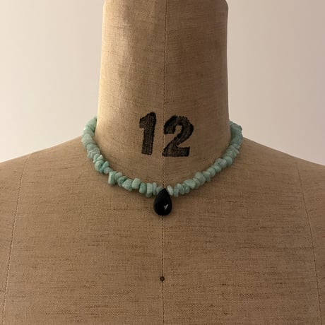stone necklace- amazonite×black onyx