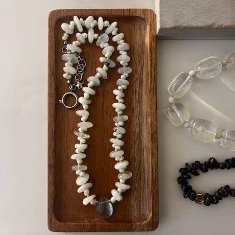 stone necklace-moon stone × fluorite