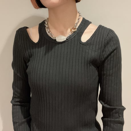 《再販》big stone necklace-quartz-