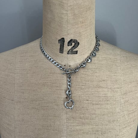 2way heart necklace -silver-