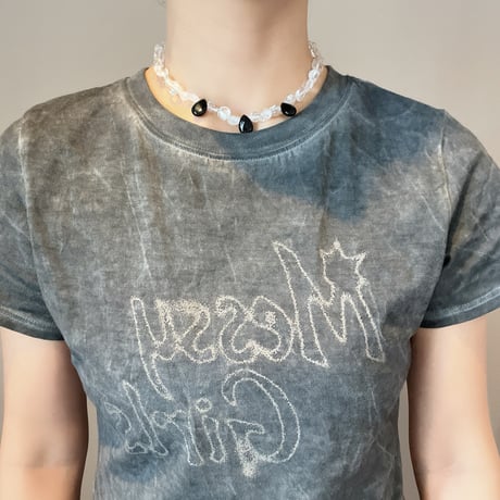 stone necklace *๑⭐︎՞（quartz/black onyx）