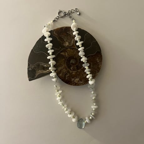 stone necklace-moon stone × fluorite
