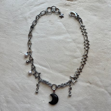 pyrite moon pendant necklace