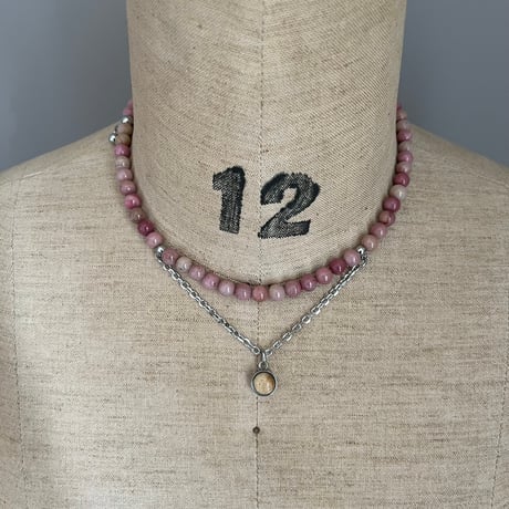 《再販》stone necklace-rhodonite × picture jasper