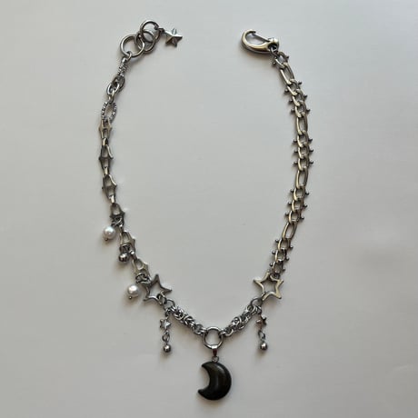 pyrite moon pendant necklace