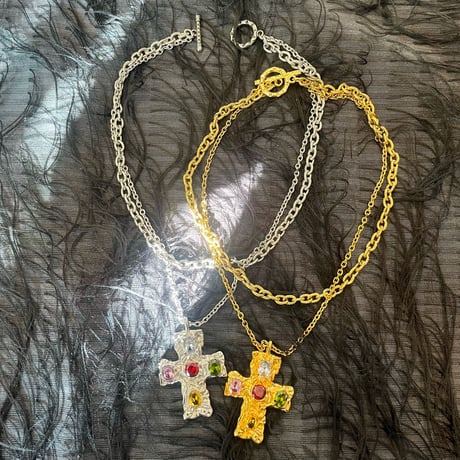 cross bijou necklace-gold-