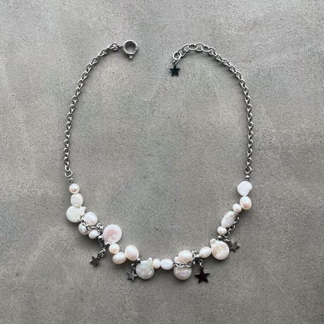 lovely pearl &star necklace  ༘𖤐˒˒*