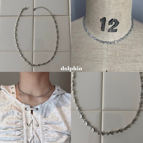 silver choker necklace（heart/flower/dolphin/star/wave）
