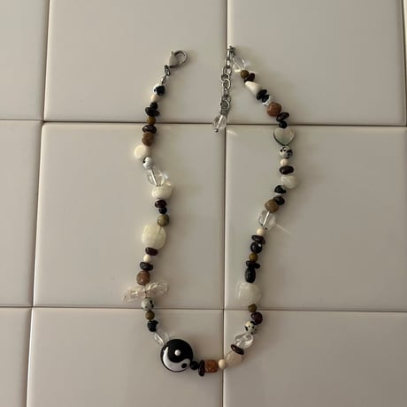 stone necklace-yin yang mix-