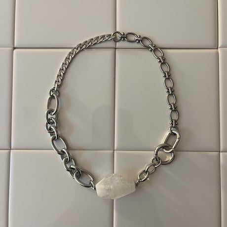 《再販》big stone necklace-quartz-（all silver）
