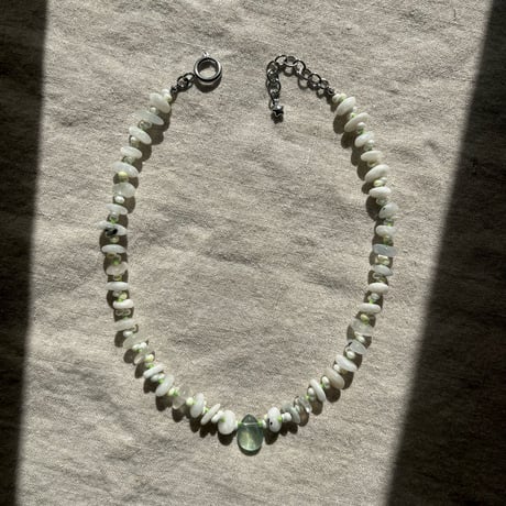 stone necklace-moon stone × fluorite