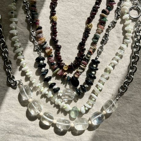 stone necklace-moon stone × fluorite
