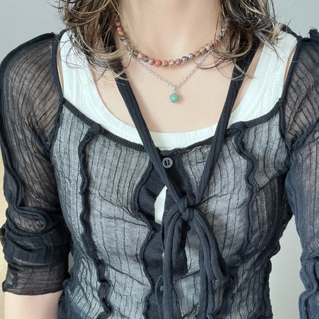 《再販》stone necklace-leopard skin jasper × green aventurine
