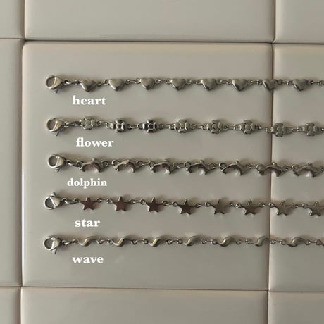 silver choker necklace（heart/flower/dolphin/star/wave）