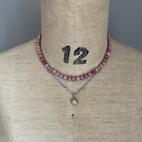 《再販》stone necklace-rhodonite × picture jasper