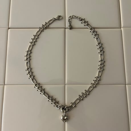 tsubu tsubu chain heart necklace-silver-
