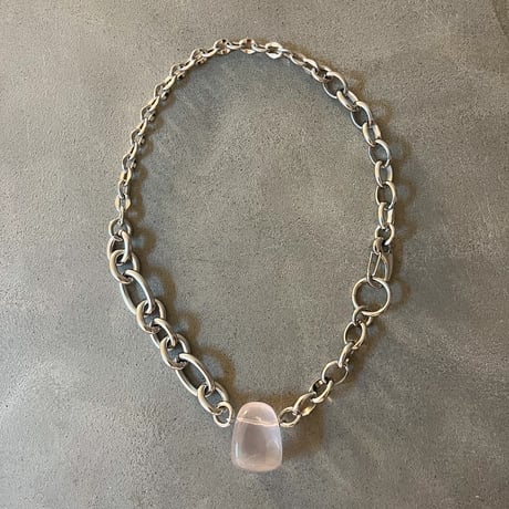 《再販》big stone necklace-rose quartz-