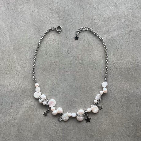 lovely pearl &star necklace  ༘𖤐˒˒*