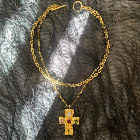 cross bijou necklace-gold-