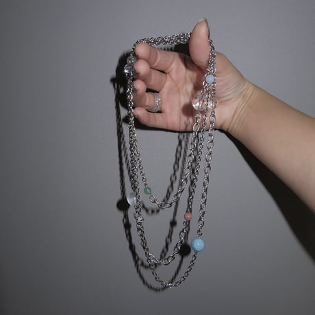 super long stone necklace-pale color-