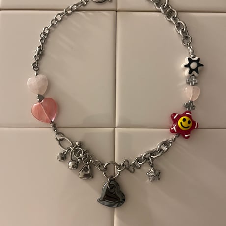 glass smiley necklace