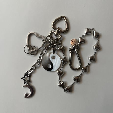 bag charm key chain-shell yin yang-