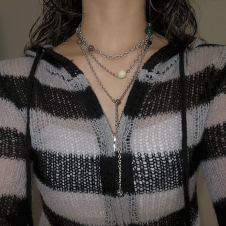 super long stone necklace-muted color-