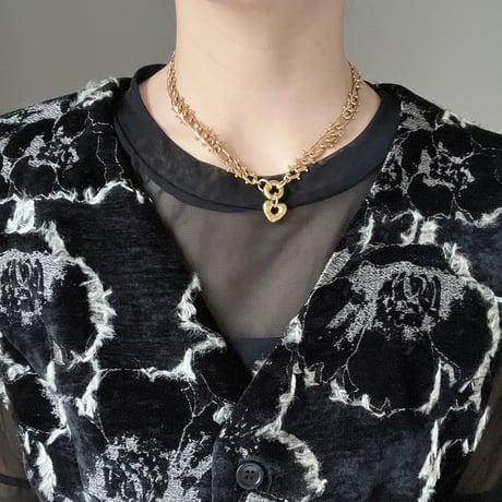 tsubu tsubu chain heart necklace-gold-