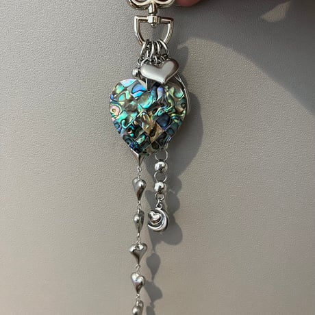 bag charm key chain-shell heart-