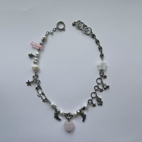 angel heart necklace*.❤︎₊ ⊹-rose quartz-