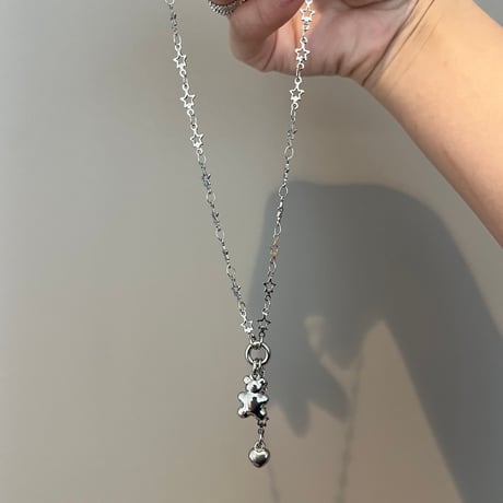 bear charm  necklace𖦹๋࣭ ⭑（silver/gold）