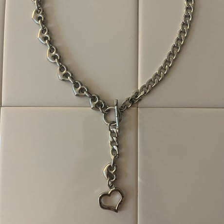 2way heart necklace -silver-