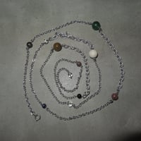 super long stone necklace-muted color-