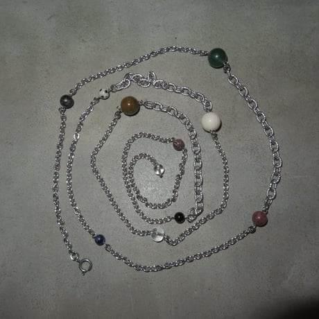 super long stone necklace-muted color-
