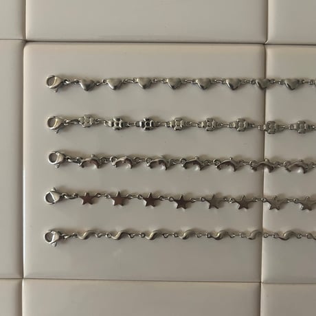 silver choker necklace（heart/flower/dolphin/star/wave）